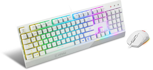MSI VIGOR GK30 COMBO WHITE UK RGB MEMchanical Gaming Keyboard + Clutch GM11 WHITE Gaming Mouse ' UK Layout, 6-Zone RGB Lighting Keyboard, Dual-Zone RGB Lighting Mouse, 5000 DPI Optical Sensor, Center' MSI VIGOR GK30 COMBO WHITE UK RGB MEMchanical Gaming Keyboard + Clutch GM11 WHITE Gaming Mouse ' UK Layout, 6-Zone RGB Lighting Keyboard, Dual-Zone RGB Lighting Mouse, 5000 DPI Optical Sensor, Center'